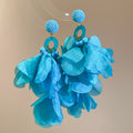 Layered Fabric Petal Drop Earrings In Three Bright Colors view 2