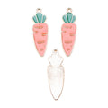 Long Pink Carrot Enamel Charm with Green Top and Gold Tone Edge view 5
