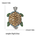 Rhinestone Turtle Brooch Amber Green Gray Brown Enamel view 4