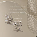 Silver Liquid Metal Irregular Flower Stud Earrings view 3