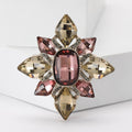 Baroque Crystal Star Brooch in Purple Green and Blue view 2
