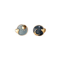 Asymmetric Sun Moon Enamel Round Stud Earrings Pair view 5