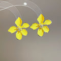 Glossy Four Petal Flower Stud Earrings in Seven Bright Colors view 7