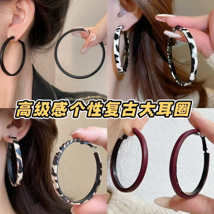 Patterned Fabric and Faux Leather Hoop Earrings in 36 Styles