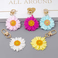 Gold Tone Colorful Daisy Clip Keychains in Six Colors view 1