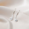 Wireless Earbud Shape Hook Drop Earrings White Black view 1