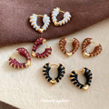 Color Wrapped Gold Tone Heart Huggie Hoop Earrings view 1