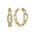 Gold Tone Open Link Hoop Earrings With Crystal Accent Links view 2