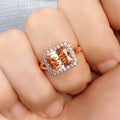 Rose Gold Tone Champagne Crystal Halo Ring with Polished Finish view 3