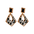 Black and White Geometric Drop Earrings with Gold Tone Frames view 5