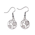 Snowflake and Star Round Drop Earrings in Silver Tone view 4