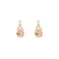 Pink Gourd Green Leaf Pearl Look Dangle Stud Earrings view 5