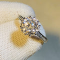 White Gold Tone Sunburst Halo CZ Finger Ring Sizes 6-10 view 3