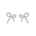 Silver Tone Crystal Bow Ear Cuffs with Pearl Drop Accents view 5