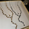 Antique Rose Link Y Drop Necklace in Gold and Silver view 4