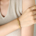 LOVE Square Block Bracelet Snake Chain Gold Or Steel Tone view 1