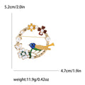 Colorful Bird And Flower Wreath Brooch With Pearl Accents view 6