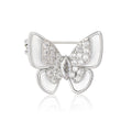 Mother Of Pearl Butterfly Brooch Zircon Crystal Gold Silver Pin view 5