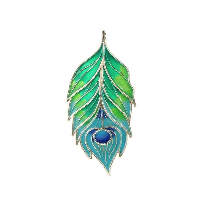 Aqua Green Leaf Enamel Metal Brooch Pin for Jackets and Lapels