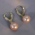 Heart Huggie Pearl Look Champagne and White Earrings view 4