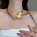 Sculptural Matte Metal Collar Necklace In Two Finishes view 3
