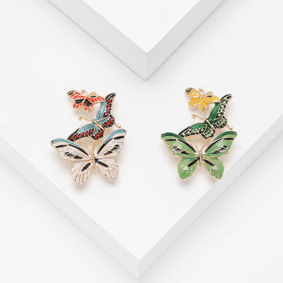 Front view of butterfly with floral patterned wings