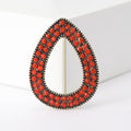 Open Teardrop Beaded Brooch in Turquoise Blue and Red view 7