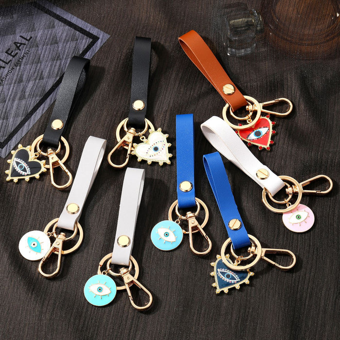 Gold Tone Wristlet Strap Evil Eye Charm Clip Keychains