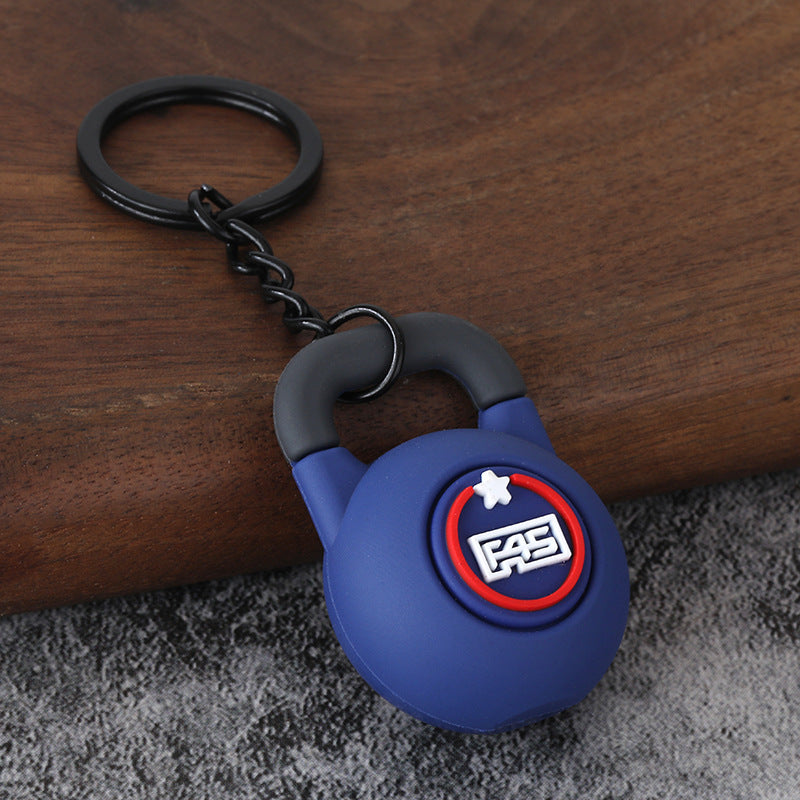Fitness Barbell and Weight Plate Metal Keychain Gym Bag Charm