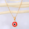 Gold Tone Round Resin Evil Eye Pendant Necklaces in Three Colors view 4