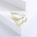 Pearlescent Butterfly Brooch With Faceted Crystals And Polished Metal Details view 4