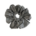 Gingham Flower Petal Scrunchies Black Blue Check Edge view 5