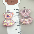 Colorful Iridescent Acrylic Bear Charm Pendant for Bag Keychain Jewelry DIY
