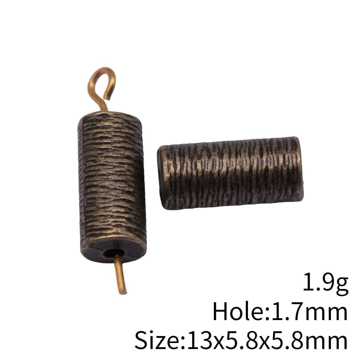 13x5.8x5.8mm 1.9g Antique Bronze Zinc Alloy Coil Texture Cylinder Loose Metal Beads for Jewelry Making