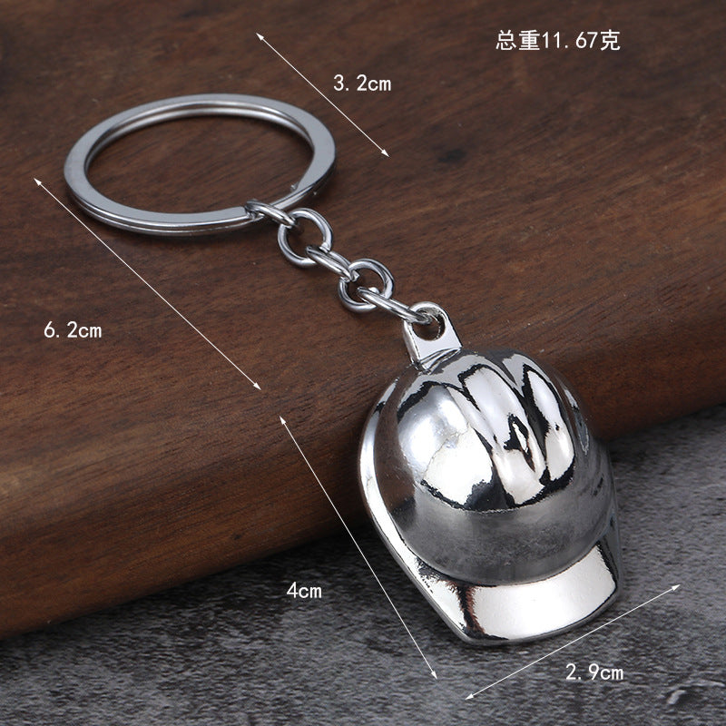 Creative Mini Safety Helmet Zinc Alloy Keychain Gift Pendant