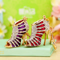 Jeweled Striped High Heel Keychain with Purple Enamel Panels view 2
