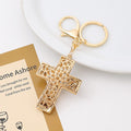 Gold Rhinestone Cross Keychain Hollow Metal Crystal Pendant view 4