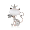 White Cat Brooch with Crystal Crown Bow and Gold Tone Tail view 5