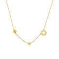 Star Flower Circle Charm Station Necklace Gold Steel Rose view 5