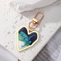 Gold Tone Heart Marbled Swirl Enamel Clip Keychains in Six Colors view 4