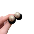 Flocked Double Ball Stud Earrings in Black and Red view 5