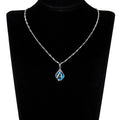 Silver Blue Teardrop Pendant Necklace Clear Accent Alloy view 4