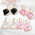 Gold Tone Faceted Irregular Crystal Leverback Drop Earrings in Four Colors view 1
