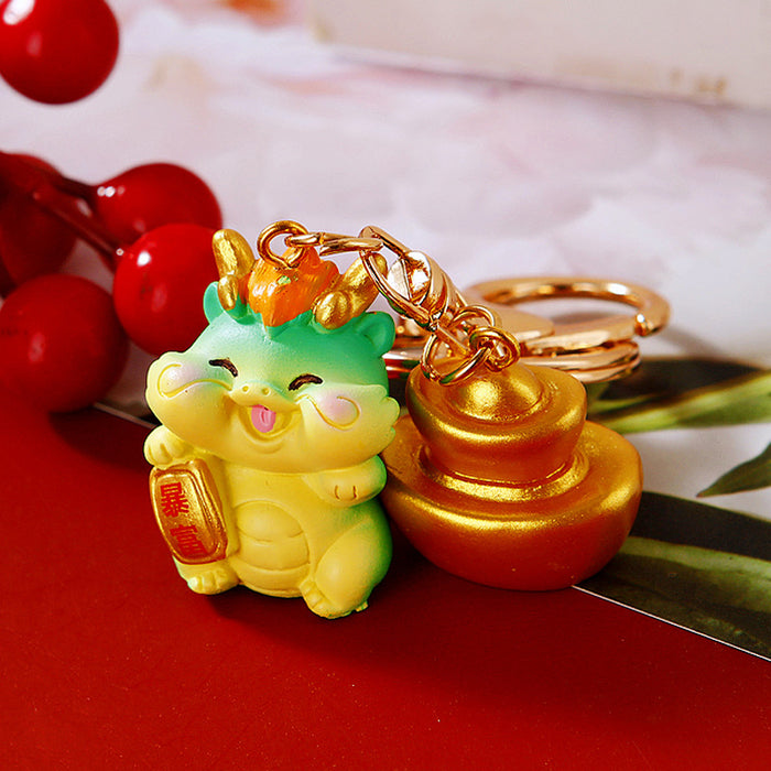 Cute Resin Fortune Dragon Keychains in Eight Poses plus Assorted Style