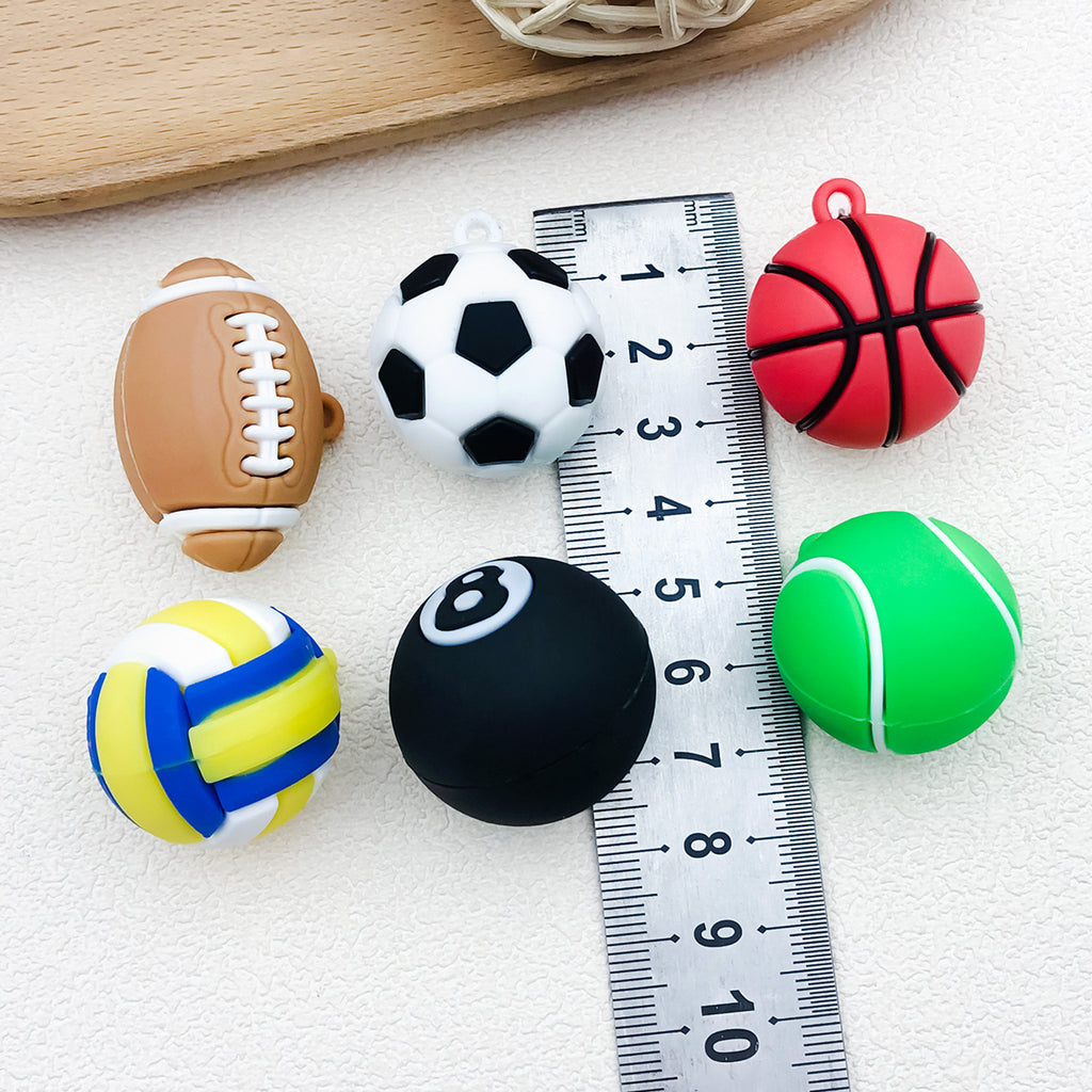 Zinc Alloy Blue Football Figure Charm Pendant for DIY Keychain Bag Decor Phone Strap Accessories