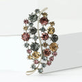 Multicolor Crystal Oval Leaf Brooch with Curved Stem view 2