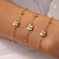 Gold Butterfly Bracelet Mother Of Pearl Wings Ball Chain view 1