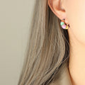 Multicolor Enamel Stripe C-Shaped Hoop Stud Earrings view 8