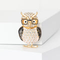Crystal Owl Brooch With Colored Enamel Wings and Glasses view 2