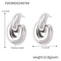 Geometric Linked Dual Loop Stud Earrings Gold Steel Titanium view 7